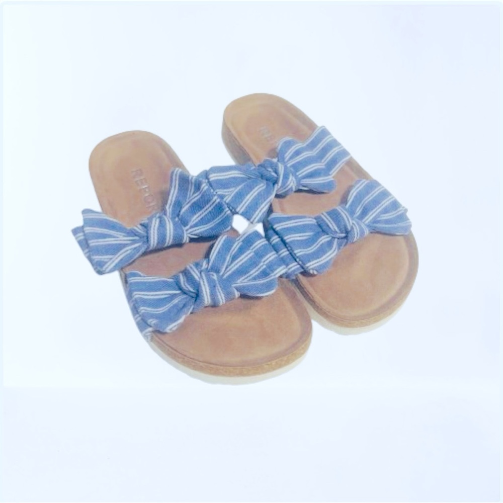 Girls Fabianne Striped Bow Slip On Sandals by Report